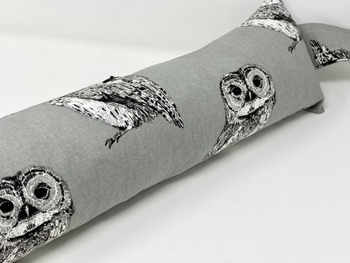 Grey black owl fabric - black,